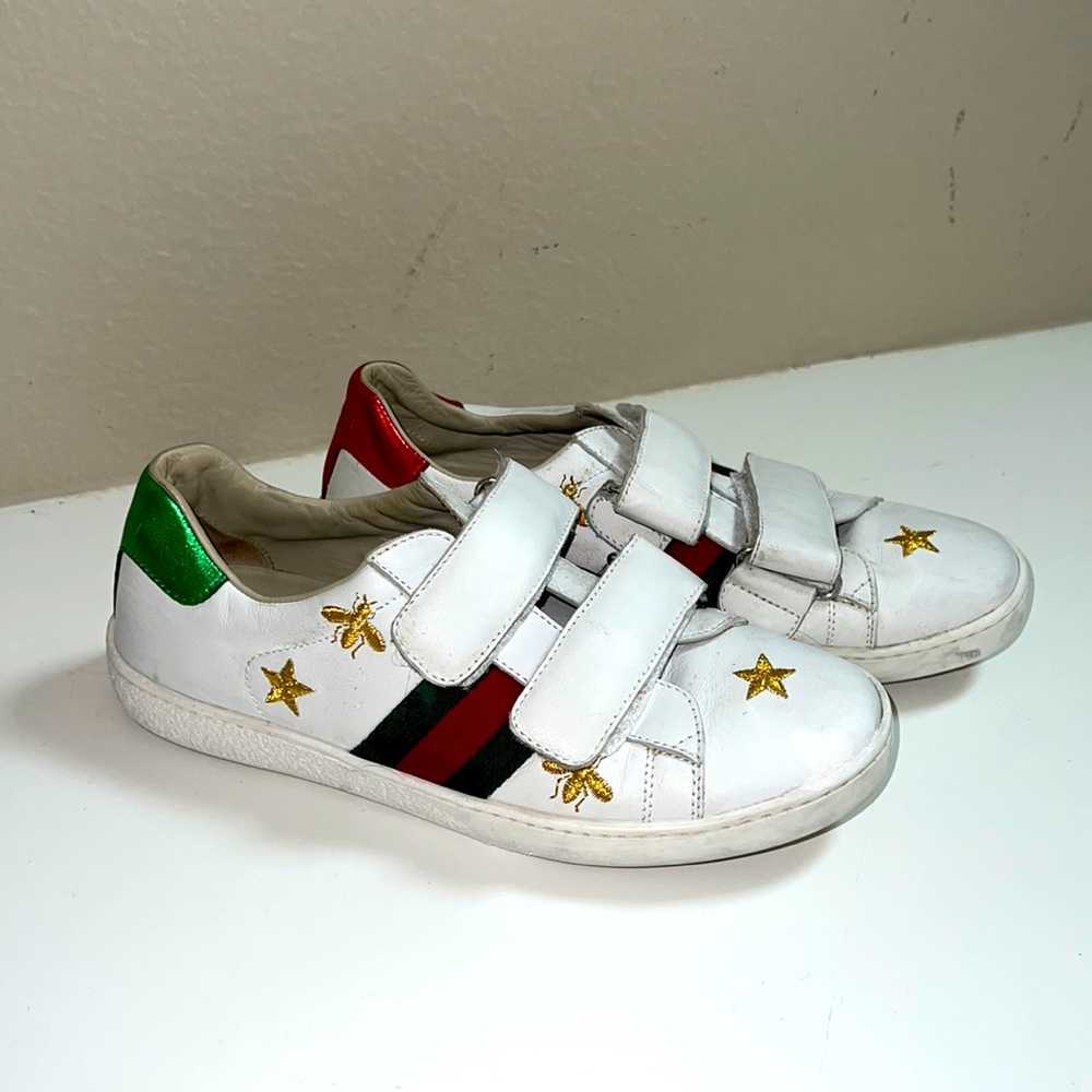 Authentic Gucci kids girls boys embellished Ace Velcro sneakers size EU34
